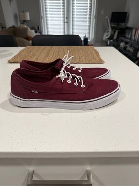 Vans Canvas Low-Top Sneakers - Maroon with White Sole